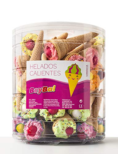 Helados Calientes con Anisitos y Bola de Anís La Asturiana - Golosina en forma de helado, con crujiente barquillo, con anisitos, con alegres colores, elaboración 100% artesana, botes de 40 unidades