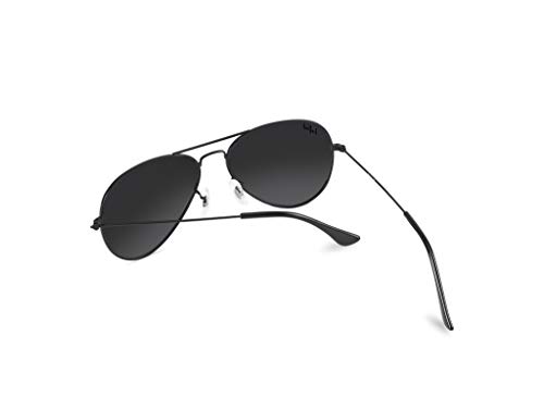 HELBEK ORVILLE | Gafas de Sol aviador. Ligeras y Resistentes - Protección UV400 + Lentes Polarizadas. [Negro]