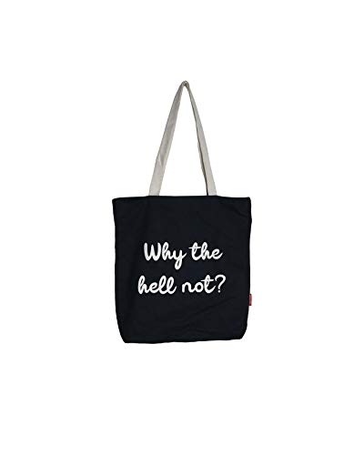 Hello-Bags. Bolso Tote. Algodón 100%. Modelo WHYTHE. Negro. con Cremallera, Forro y Bolsillo Interior. 37 * 38 cm. Incluye Bonito sobre Kraft de Regalo.