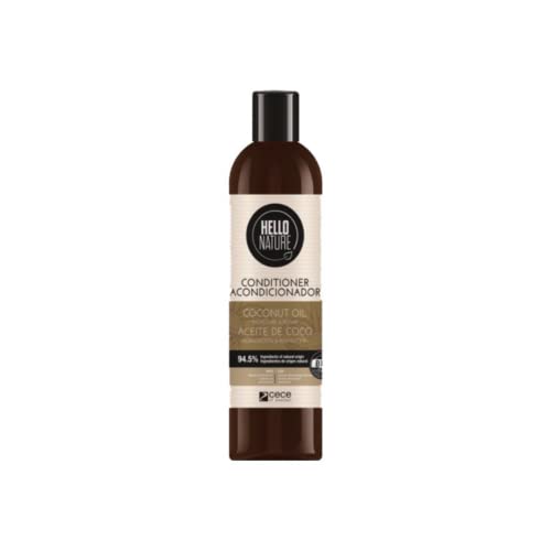 Hello Nature Coconut Oil Conditioner | Acondicionador de Aceite De Coco 300 ml | Acondicionador Pelo Dañado |Ideal para Cabello Seco | Humectación y Reparación