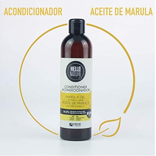 Hello Nature Marula Oil Conditioner | Acondicionador de Aceite de Marula 300 ml | Acondicionador Pelo | Cabellos Deshidratados | Hidratación Profunda| Aporta Brillo y Suavidad