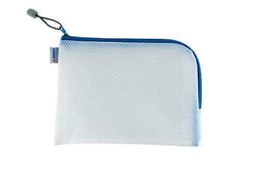 HERMA 20009 Bolso de tocador con cremallera A5, transparente (26 x 20 cm) estuche pequeño de viaje con cremallera para cosméticos, líquidos, maquillaje, cepillo de dientes, neceser en azul