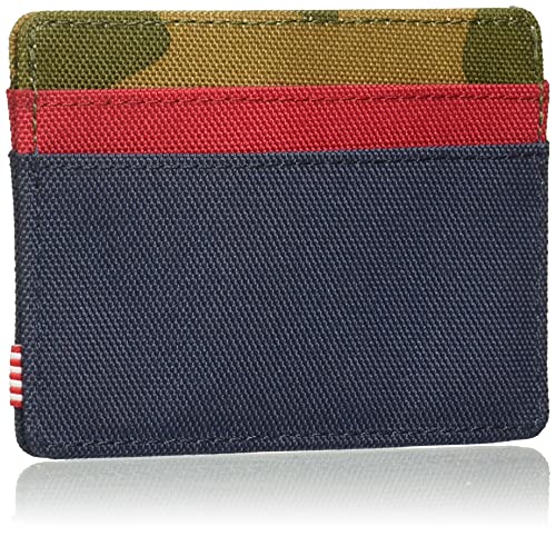 Herschel Supply Charlie RFID Billetera Tipo Tarjetas, Navy/Woodland Camo/Rojo, Taille Unique para Hombre