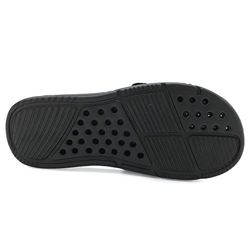 HEVA Adjust - Chanclas Slider para Hombre Sandalias Playa de Punta Descubierta（41 EU Negro/Azul）