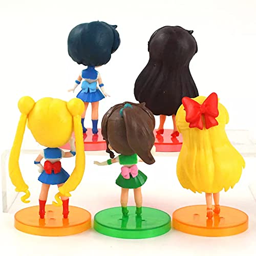 HHAA Figuras Anime 5 Unids/Lote 8 Cm Sailor Moon Figura Juguetes Serenity Tsukino Uranus Neptune Mercury Júpiter Modelo Muñecas Regalos para Niñas