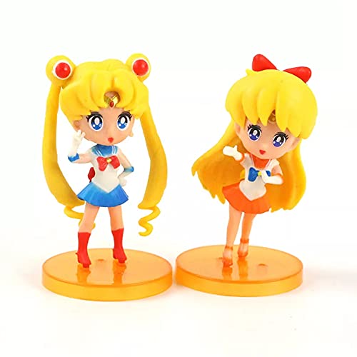 HHAA Figuras Anime 5 Unids/Lote 8 Cm Sailor Moon Figura Juguetes Serenity Tsukino Uranus Neptune Mercury Júpiter Modelo Muñecas Regalos para Niñas