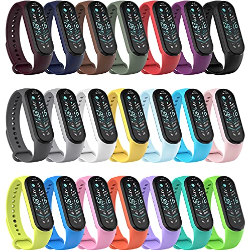 Hianjoo 21 Piezas Correa Compatible con Xiaomi Mi Band 6, Pulsera Banda de Deportes Suave Ajustable Silicona Reemplazo Bracelet Compatible con Xiaomi Mi Smart Band 6