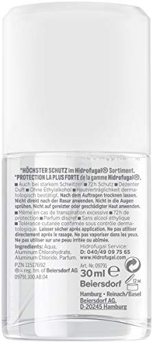 Hidrofugal Pulverizador clásico (30 ml), fuerte protección antitranspirante con aroma discreto, pequeño desodorante en spray para una protección fiable sin alcohol etílico.