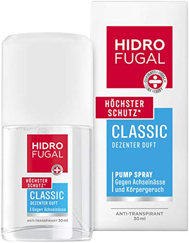 Hidrofugal Pulverizador clásico (30 ml), fuerte protección antitranspirante con aroma discreto, pequeño desodorante en spray para una protección fiable sin alcohol etílico.