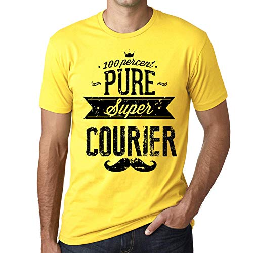 Hombre Camiseta Vintage T-Shirt Gr��Fico 100% Pure Courier Amarillo