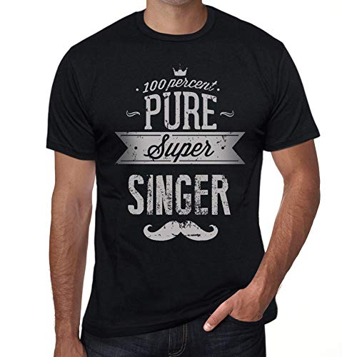 Hombre Camiseta Vintage T-Shirt Gr��Fico 100% Pure Singer Negro Profundo