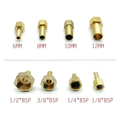 HongBin-Tubo de manguera de latón, 4 mm 6 mm 8 mm Barb cola 1/8" 1/4" 1/2" , todo el cobre espesado interna del diente de rosca del gas y la manguera de gas de montaje de latón de la manguera, , Repar