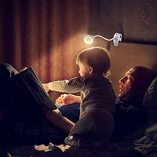 HOTERB Lámpara de Lectura, 22 LED Luz de Lectura con Luz de Noche 3 Modos Lámpara Pinza, Lampara LED USB Recargable 360° Flexible Lampara Libro Pinza Lámpara de Mesa para Laptop,Mesita de Noche