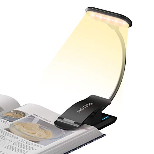 HOTERB Luz de Lectura,Lampara Lectura 9 LED 3 Modos Luz de Libro con Sensor Táctil,Libro Luz Led Iluminación para Lectura 360 ° Flexible Lampara para Leer en la Cama,Tablet,Libro,PC,Negro