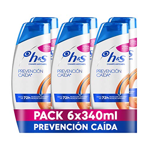 H&S Prevención Caída Para Él Champú Anticaspa, 6 x 340 ml