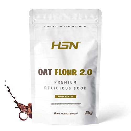 HSN Harina de Avena de Sabores Chocolate 3Kg = 60 Tomas | Instant Oatmeal | Ideal para Batidos, Tortitas de Avena y Claras | Sin Azúcares añadidos