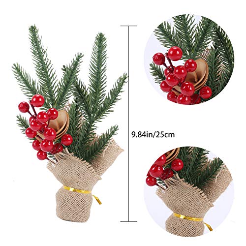 HUAESIN 2pcs Flores Artificiales Navidad con Bayas Rojas de Acebo Artificiales Pino Navidad Pequeña Planta Artificial Decorativa para Fiesta Hogar de Año Nuevo Adornos Centro de Mesa Oficina Invierno