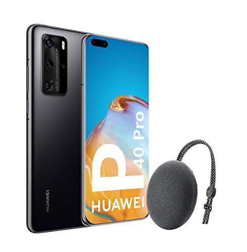 Huawei P40 Pro 5G - Smartphone de 6,58" OLED (8GB RAM + 256GB ROM, Cámaras Leica (50+40+12+TOF), zoom 50x, Kirin 990 5G, 4200 mAh, EMUI 10 HMS) Negro + altavoz CM51 [Versión ES/PT]