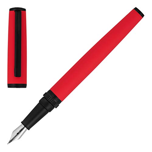 HUGO BOSS - Pluma estilográfica GEAR MATRIX red. Pluma estilográfica de alta gama inoxidable ultraligera con punta de pluma de tamaño M.