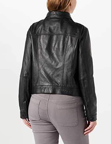 HUGO Lipasi Chaqueta de Cuero, Negro1, XL para Mujer