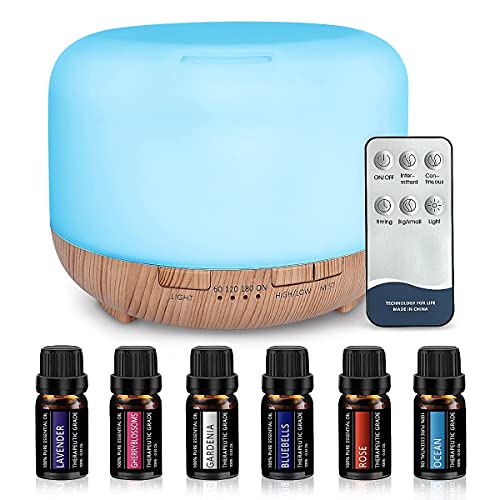 Humidificador Ultrasònico Difusor 450ML Ambientador Aromaterapia Silencioso Apagado Automtico Luces LED 7 Colores Aceites Esenciales Dormitorio Bebe Yoga Oficina Spa Libre de BPA