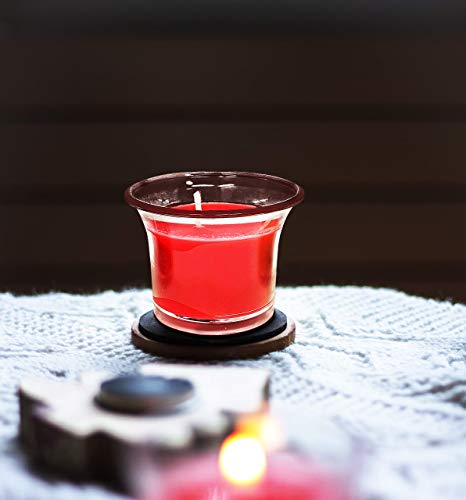 Hyoola Velas Votivas con Perfume - Velas Aromáticas en Vaso Transparente - Velas Perfumadas con Fresa - Rojo - 12 Horas de Combustión - Pack de 4 - Hechas en Europa