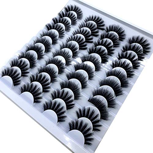 HZT 20 Pairs 825Mm False Eyelashes 100% Natural Mink Eyelashes Spectacular Extension and Volume of False Eyelashes