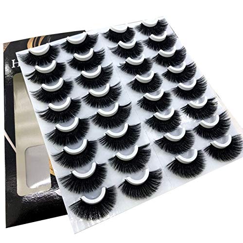 HZT 20 Pairs 825Mm False Eyelashes 100% Natural Mink Eyelashes Spectacular Extension and Volume of False Eyelashes