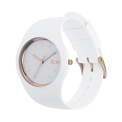 Ice-Watch ICE glam White Rose-Gold, Reloj blanco para Mujer con Correa de silicona, 000978 (Medium)