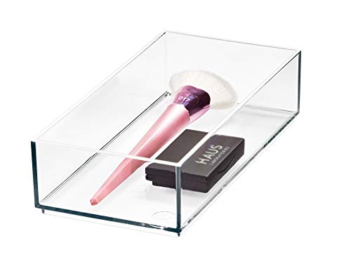 iDesign cajones, Maquillaje de la colección Exclusiva de Sarah Tanno, Organizador de plástico combinable para cosméticos, Transparente, 10,2 x 20,3 x 5 cm