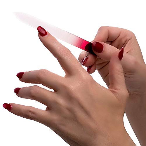 IKAAR Lima de uñas de cristal para manicura profesional, limas de precisión, uñas de forma experta, hojas lisas, paquete de 5 unidades