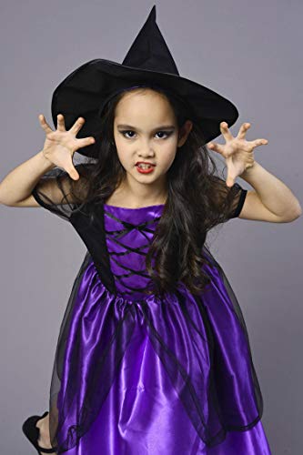 IKALI Disfraz Bruja Niña con Sombrero, Halloween Witch Vestido de Fiesta 3-4años