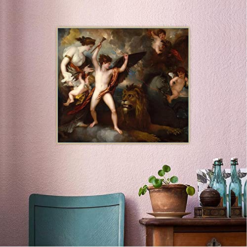 Imágenes de Benjamin West "Omnia Vincit Amor" impresas en lienzo, Cuadros de arte de pared para la decoración del hogar de la sala de estar 60x66cm sin marco