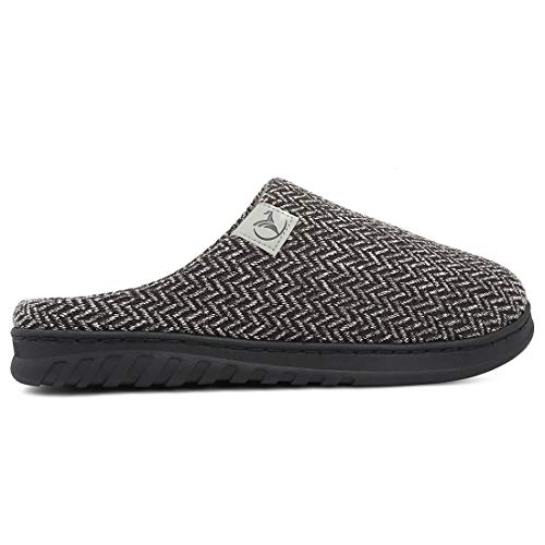 incarpo Zapatillas Casa Hombre Antideslizante de Interior y Exterior Pantuflas Vellón de Coral Cálido y Confortable Zapatillas,Negro,40/41 EU