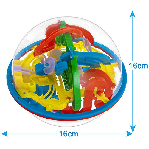 iNeego Bola De Laberinto 3D Bola De Intelecto 3D con Desafiantes Bola De Laberinto 3D para NiñOs Rompecabezas 3D Bola De Laberinto MáGico Rompecabezas Juego De Rompecabezas (16cm)