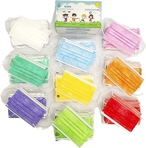 Infantiles-Made in Italy -Multicolor- 50 Mascarillas médico-quirúrgicas para niños - Desechables 3 capas - Certificado CE -Homologadas-Tip II- 2- 3 capas - Polipropileno