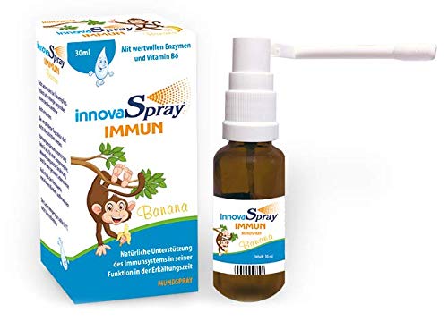 InnovaSpray Immune | Spray de lisozima Soporte natural del sistema inmune durante el período frío con un sabor afrutado a plátano o menta Aerosol enzimático