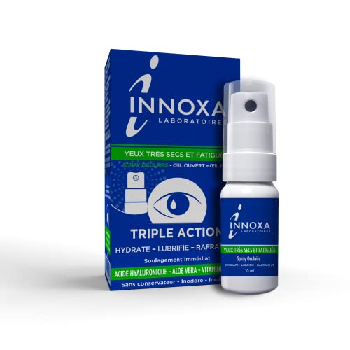 INNOXA – Fórmula azul – Spray Ocular para ojos muy secos y cansados – Inodoro e incoloro – Ácido hialurónico y aloe vera – Contra la Fatiga Ocular – 10 ml