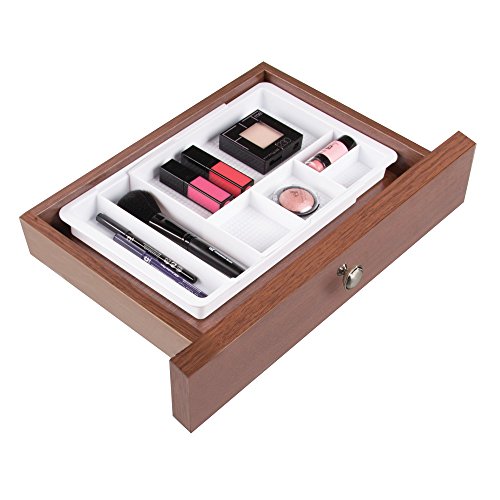 InterDesign Clarity Organizador de maquillaje, separador de cajones extensible en plástico, caja organizadora adaptable, blanco
