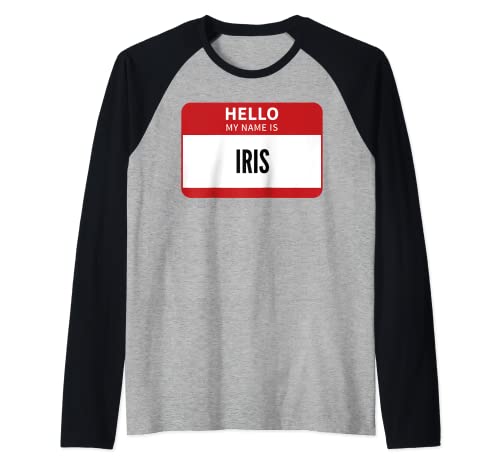 Iris etiqueta de nombre, hola mi nombre es iris Camiseta Manga Raglan