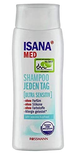 ISANA MED Champú cada día (Ultra Sensitiv), sin perfume, sin colorantes, sin silicona, pH neutro para la piel, 200 ml