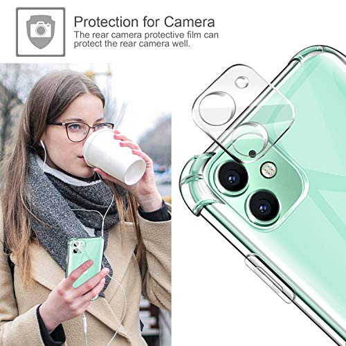 ivencase Funda Compatible con iPhone 11 Transparente, 2 Pack Cristal Templado y cámara Protector de Pantalla, Silicona Transparente TPU Carcasa Protector Airbag Anti-Choque Anti-arañazos Carcasa