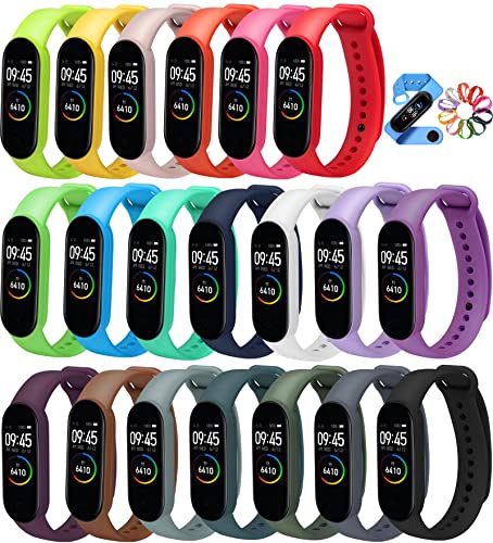 ivoler Pulseras Xiaomi Mi Band 6/Mi Band 5/Amazfit Band 5, [20 Piezas] Correas de Repuesto para Mi Band 6/5/Amazfit Band 5 Correa de Repuesto Suave, Transpirable, Resistente al Sudor - 20 Colores