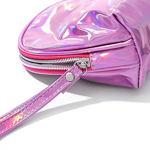 IYOU 2 Paquete Bolsa de Maquillaje Colocar Rosa Láser Impermeable Bolsas de Cosméticos Viaje Club Nocturno Fiesta Bolsas de Aseo Moda Mano Tenencia Bolsas de Shell por Mujeres y Chicas