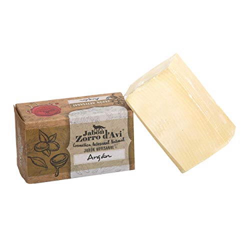 Jabón Zorro D’Avi | Jabón Natural de Argán | 120 gr | para Pieles Sensibles y Secas | Jabón Biodegradable Zero Waste | Hidratante, Calmante y Regenerador | Fabricado en España