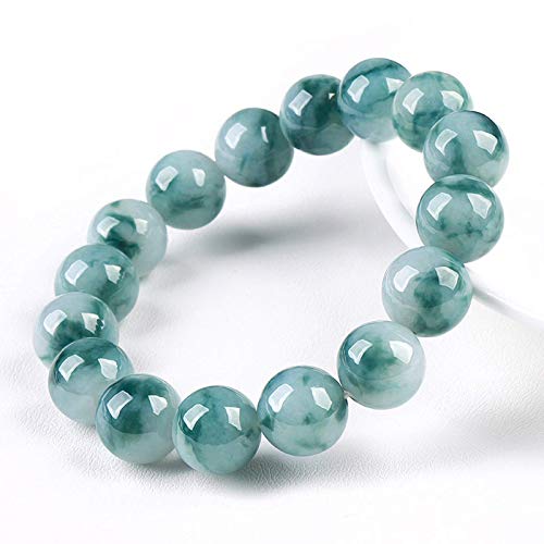 Jade jade natural, especies cerosas de hielo, modelos para hombres y mujeres, pulsera de jade de flores azules flotantes