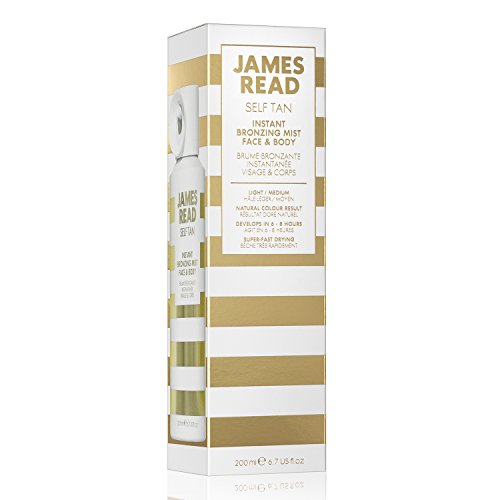 JAMES READ Bruma Bronceadora Instantánea para Cara y Cuerpo, Bronceado Ligero/Medio Bronceado Dorado para Todo el Cuerpo, Resultados Visibles en 6-8 Horas, Infundida con Aloe Vera, 200Ml