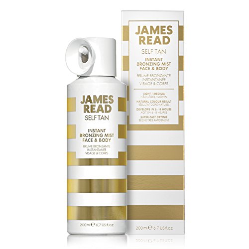 JAMES READ Bruma Bronceadora Instantánea para Cara y Cuerpo, Bronceado Ligero/Medio Bronceado Dorado para Todo el Cuerpo, Resultados Visibles en 6-8 Horas, Infundida con Aloe Vera, 200Ml