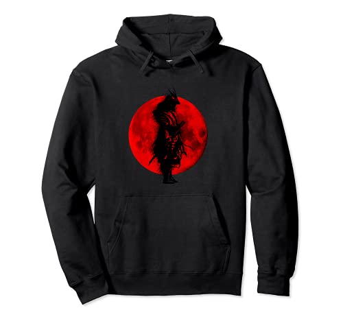 Japón Samurai Shinto Buddhisnus Anime Luna Roja Sensai Sudadera con Capucha