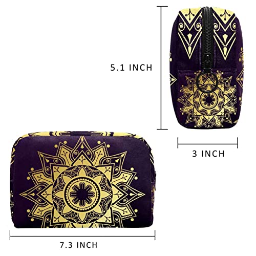 JARARINGO Bolsa de cosméticos Golden Mandala Floral Grande Cosmético Bolsa Organizador Multifuncional Bolsas de Viaje